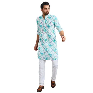 Blue Checkered Pattern Kurta