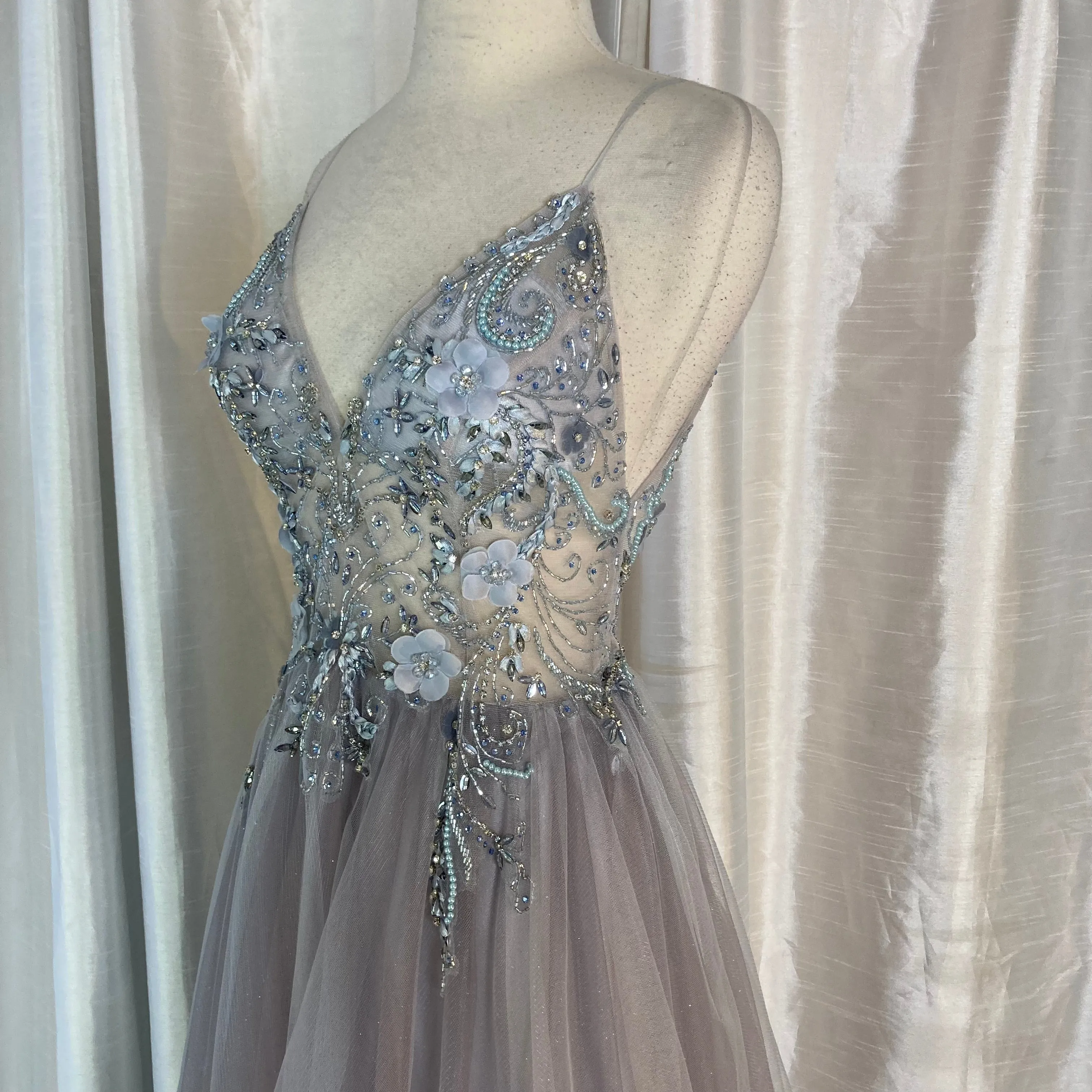 Boutique Blue/Purple Gown With Detailed Corset Size 6