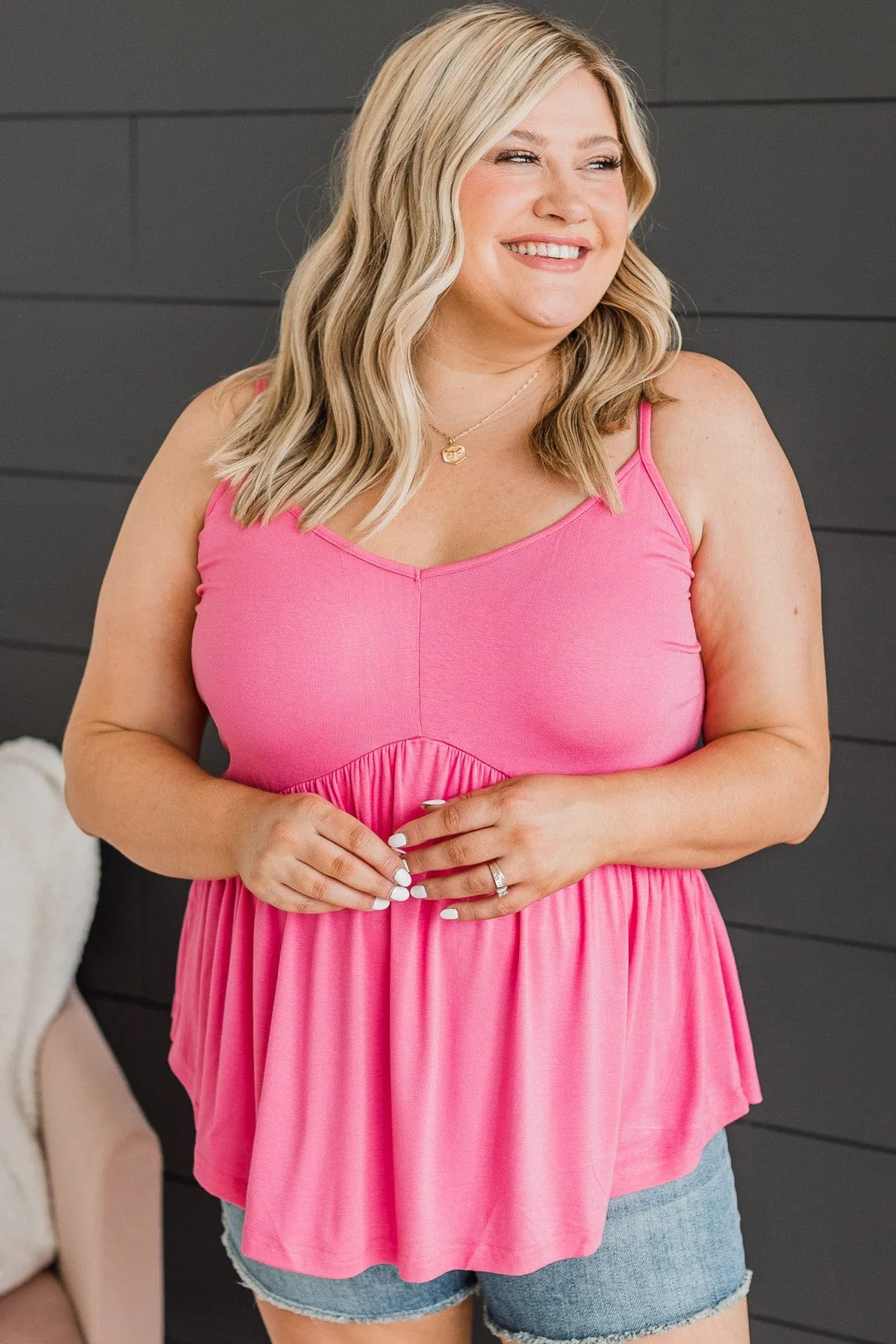 Bright As The Moon Tank Top- Bright Pink
