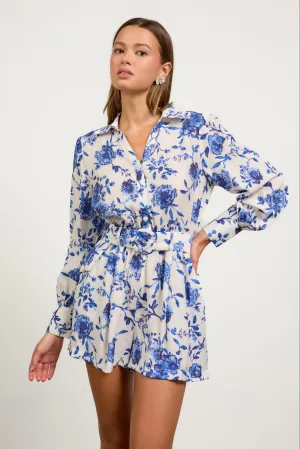 Bright Blue Floral Romper