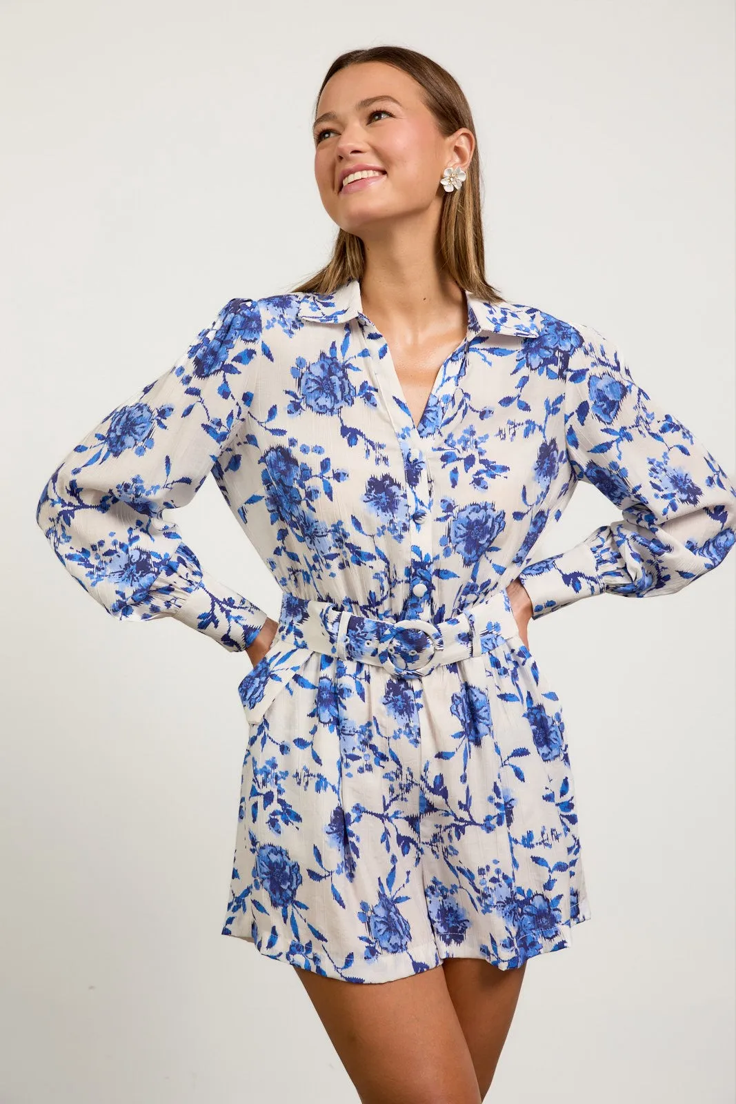 Bright Blue Floral Romper