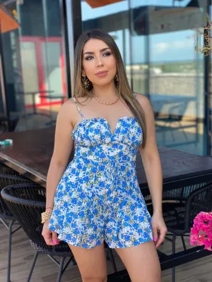 Bright Lace Floral Romper