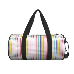 Bright Rainbow Striped Gym Bag Lines Swimming Sports Bags Couple Custom Gym Accessories Colorful Fitness Bag Weekend Handbags