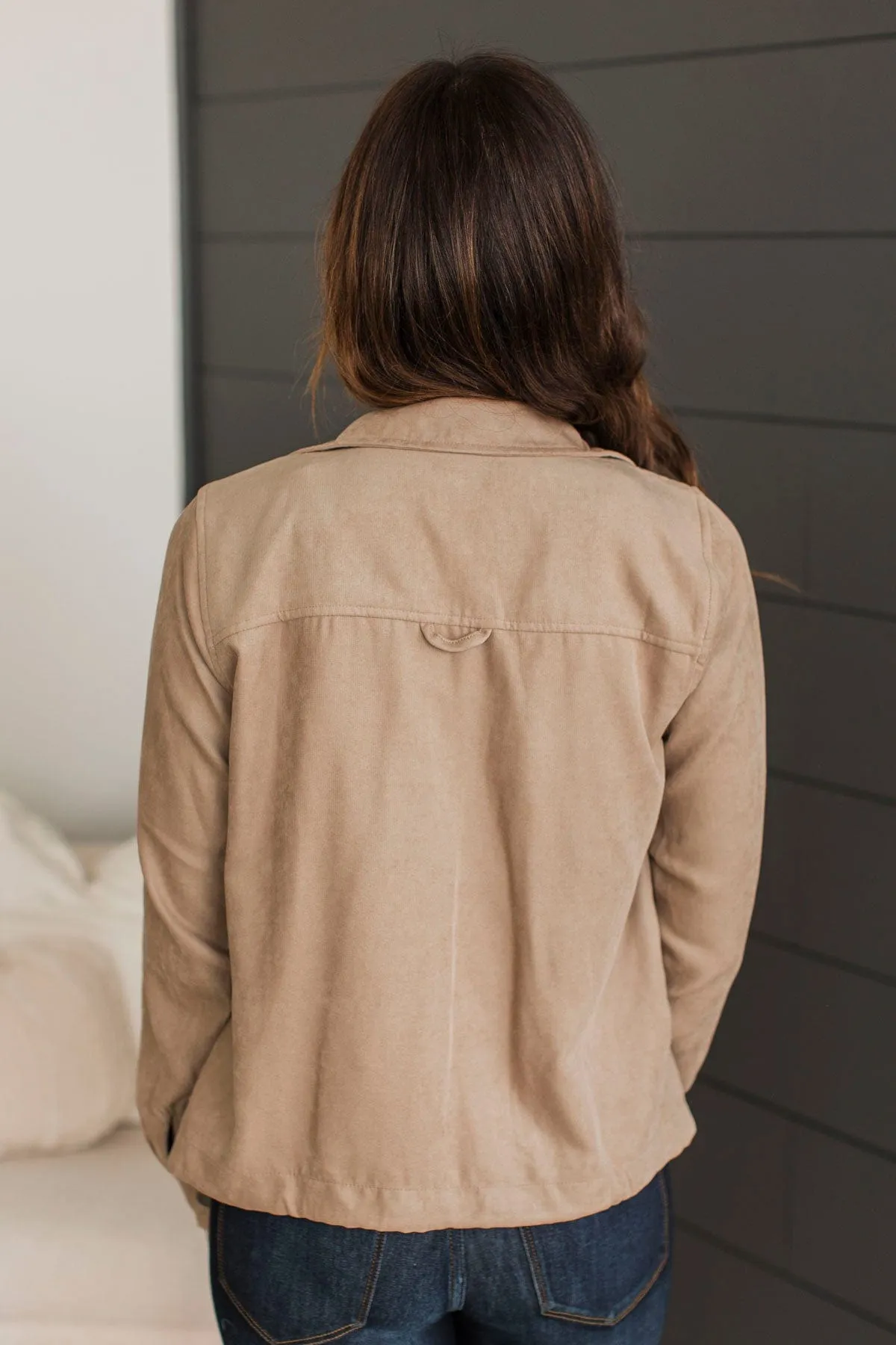 Brisk Morning Lightweight Zip Up Jacket- Taupe
