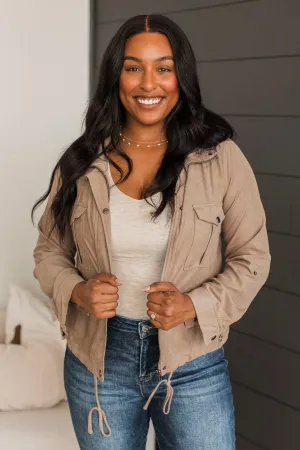 Brisk Morning Lightweight Zip Up Jacket- Taupe