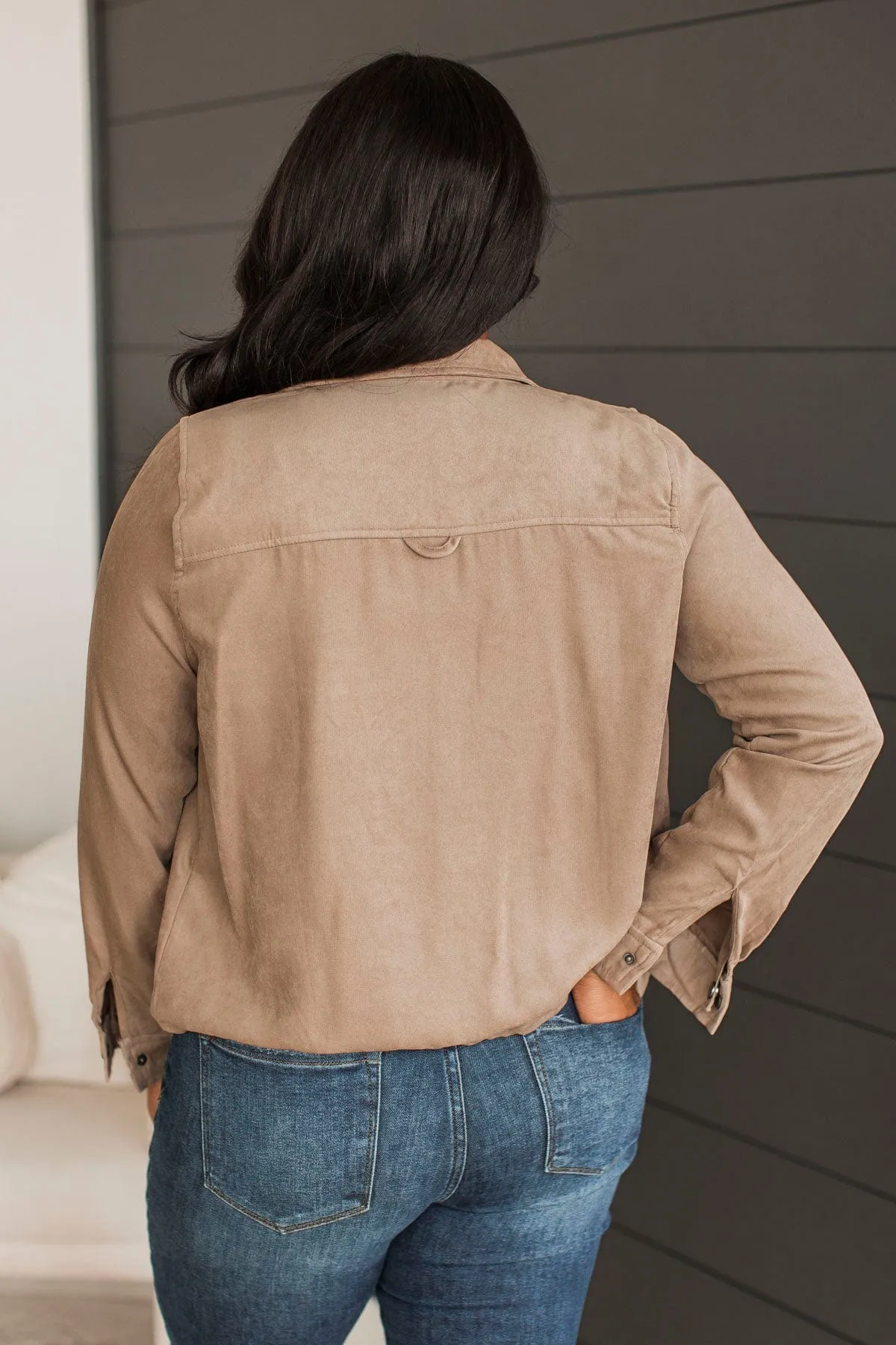 Brisk Morning Lightweight Zip Up Jacket- Taupe