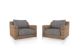Brown Wicker Outdoor Armchair Conversation Set