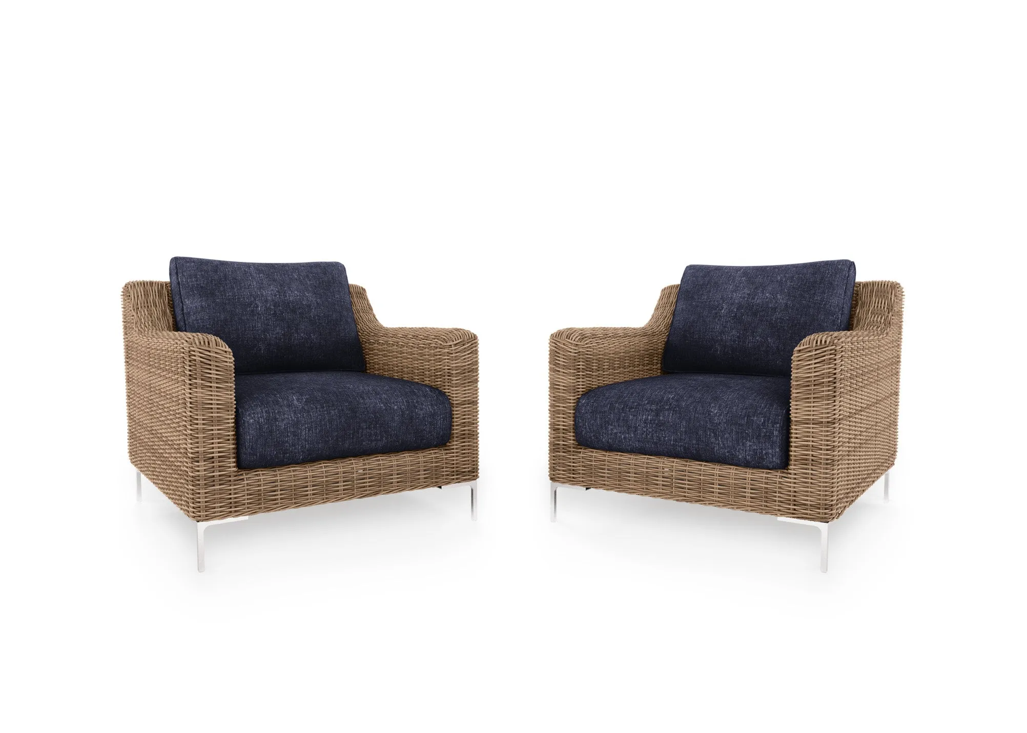 Brown Wicker Outdoor Armchair Conversation Set