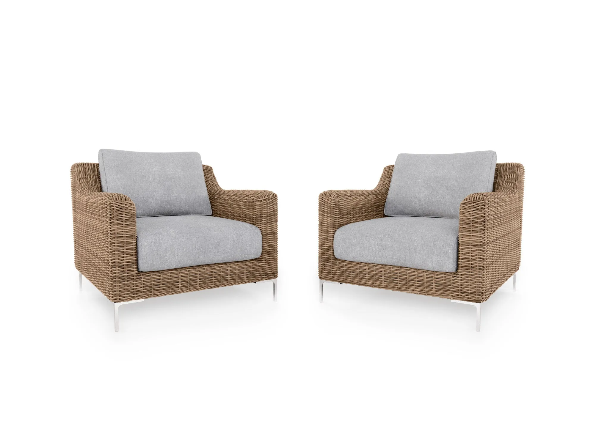 Brown Wicker Outdoor Armchair Conversation Set