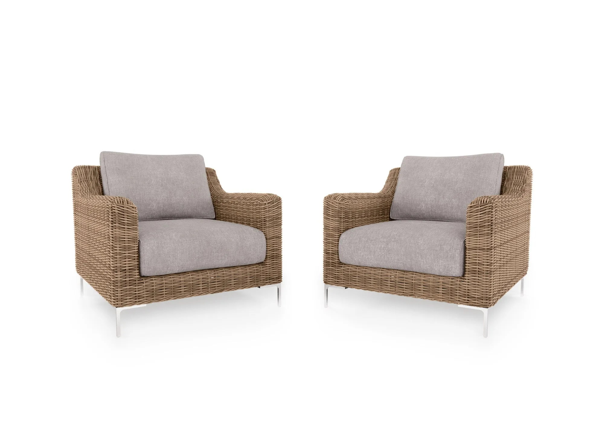 Brown Wicker Outdoor Armchair Conversation Set