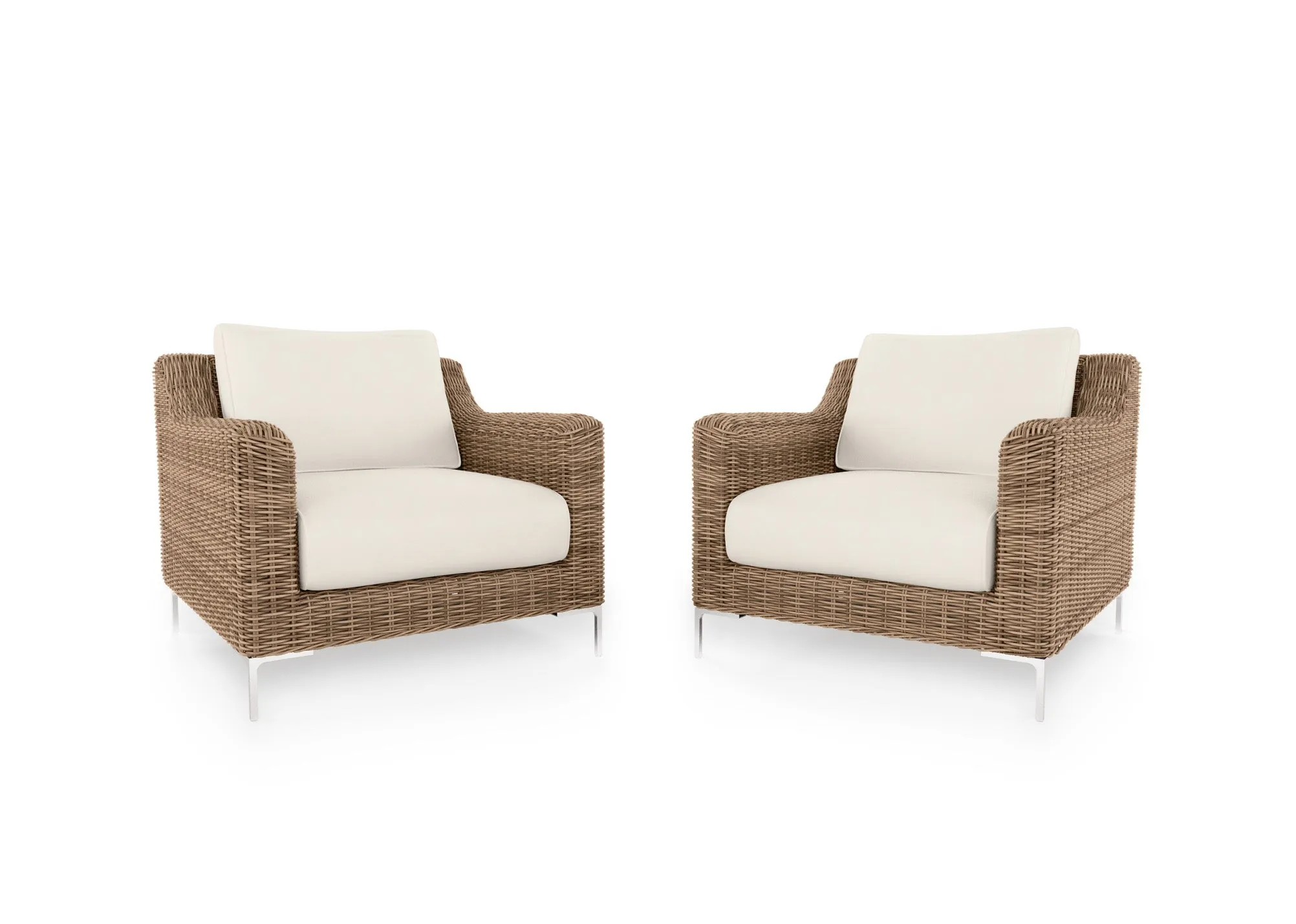 Brown Wicker Outdoor Armchair Conversation Set