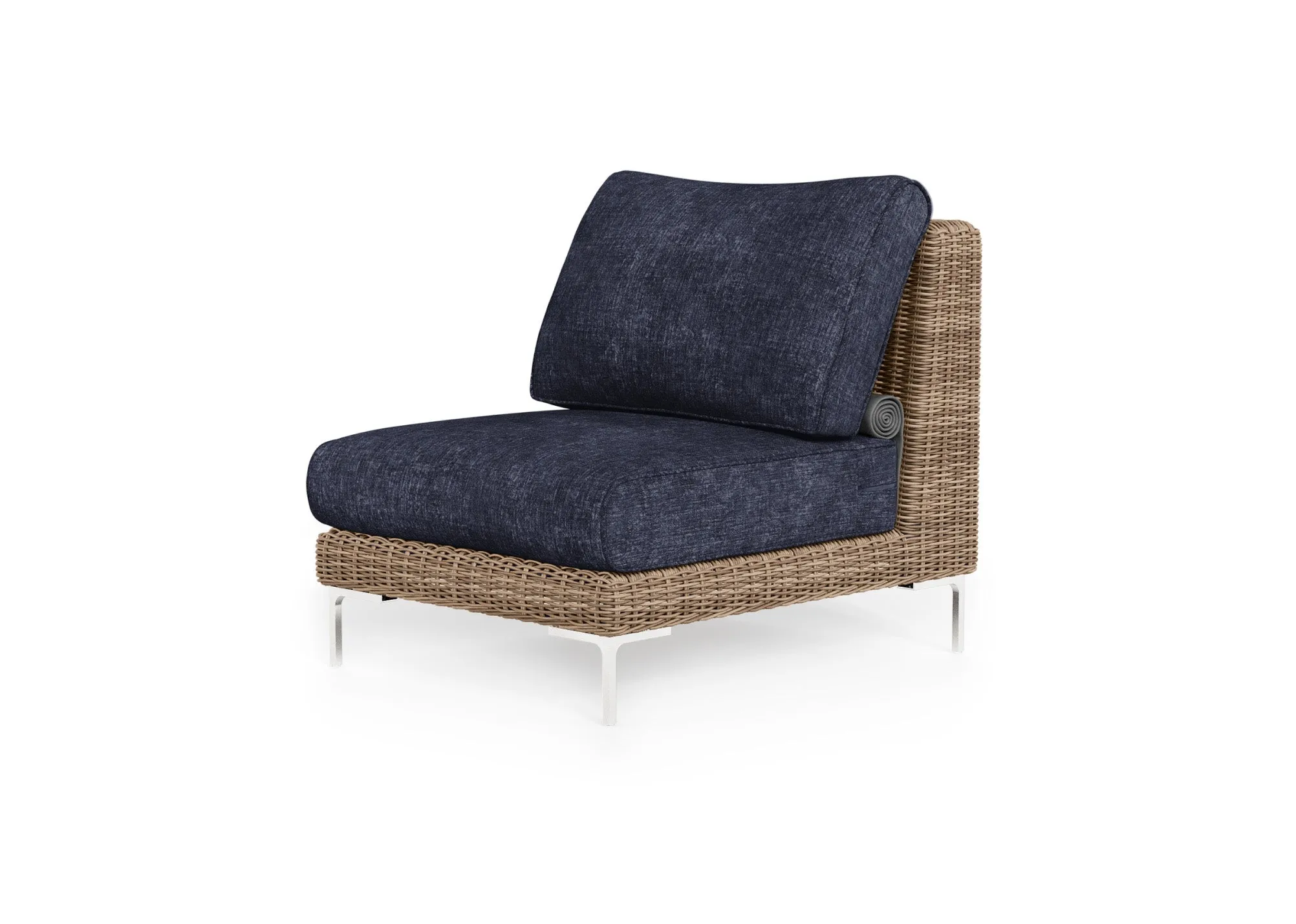 Brown Wicker Outdoor Armless Chair