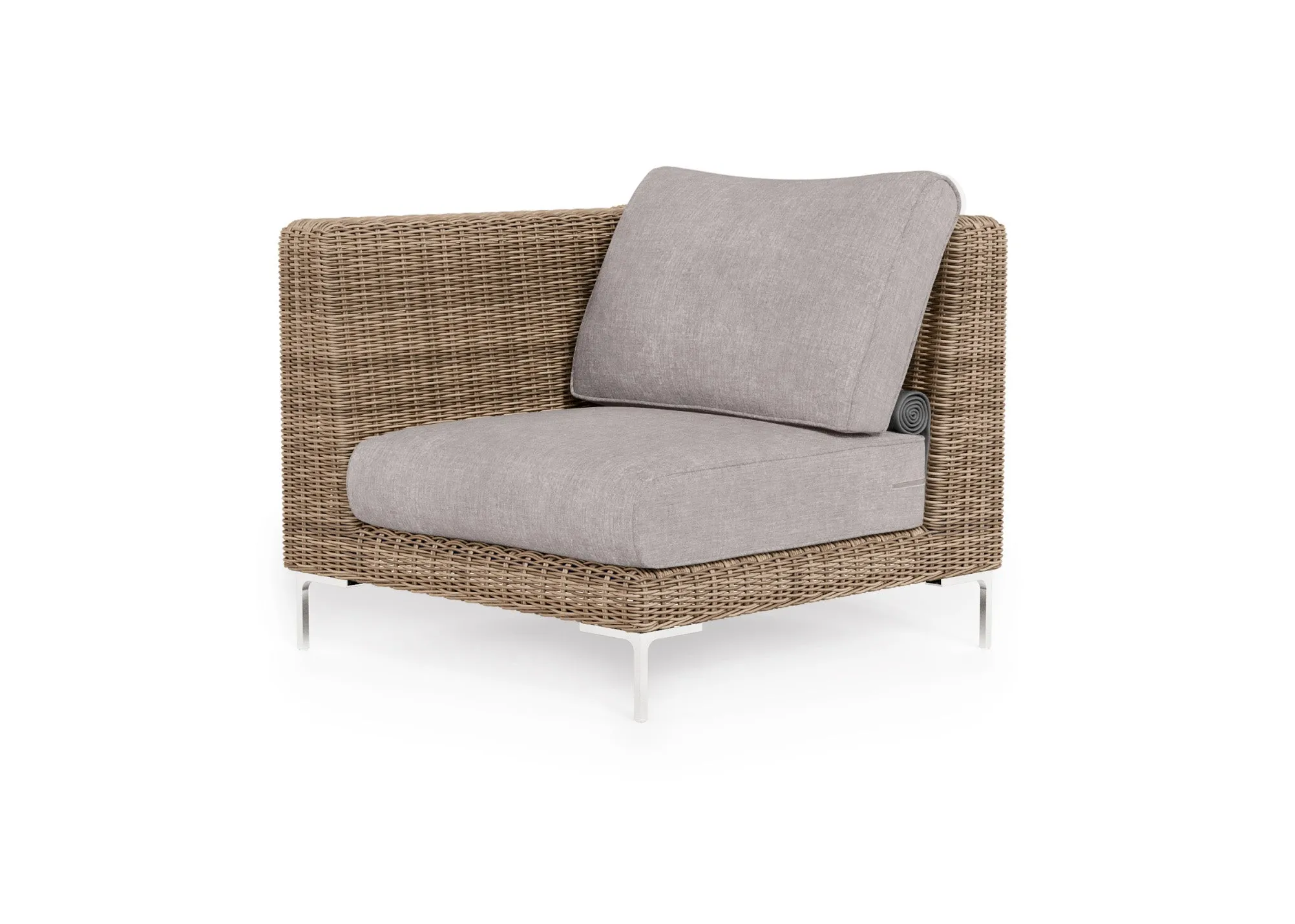 Brown Wicker Outdoor Corner Chair - Left/Right