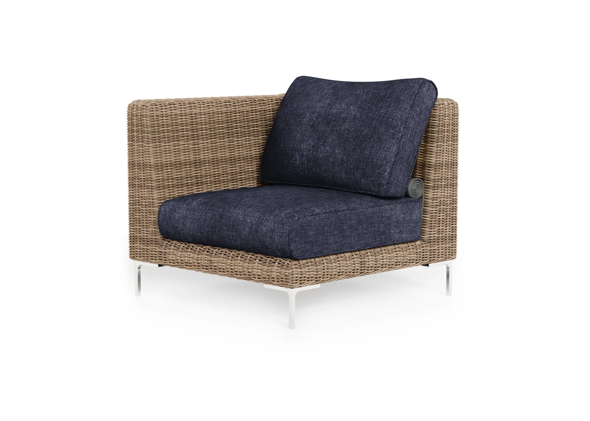 Brown Wicker Outdoor Corner Chair - Left/Right