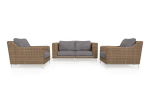 Brown Wicker Outdoor Loveseat with Armchairs - 4 Seat