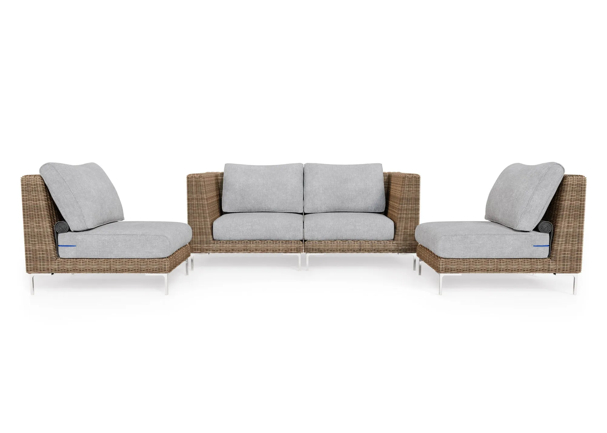 Brown Wicker Outdoor Loveseat with Armless Chairs - 4 Seat