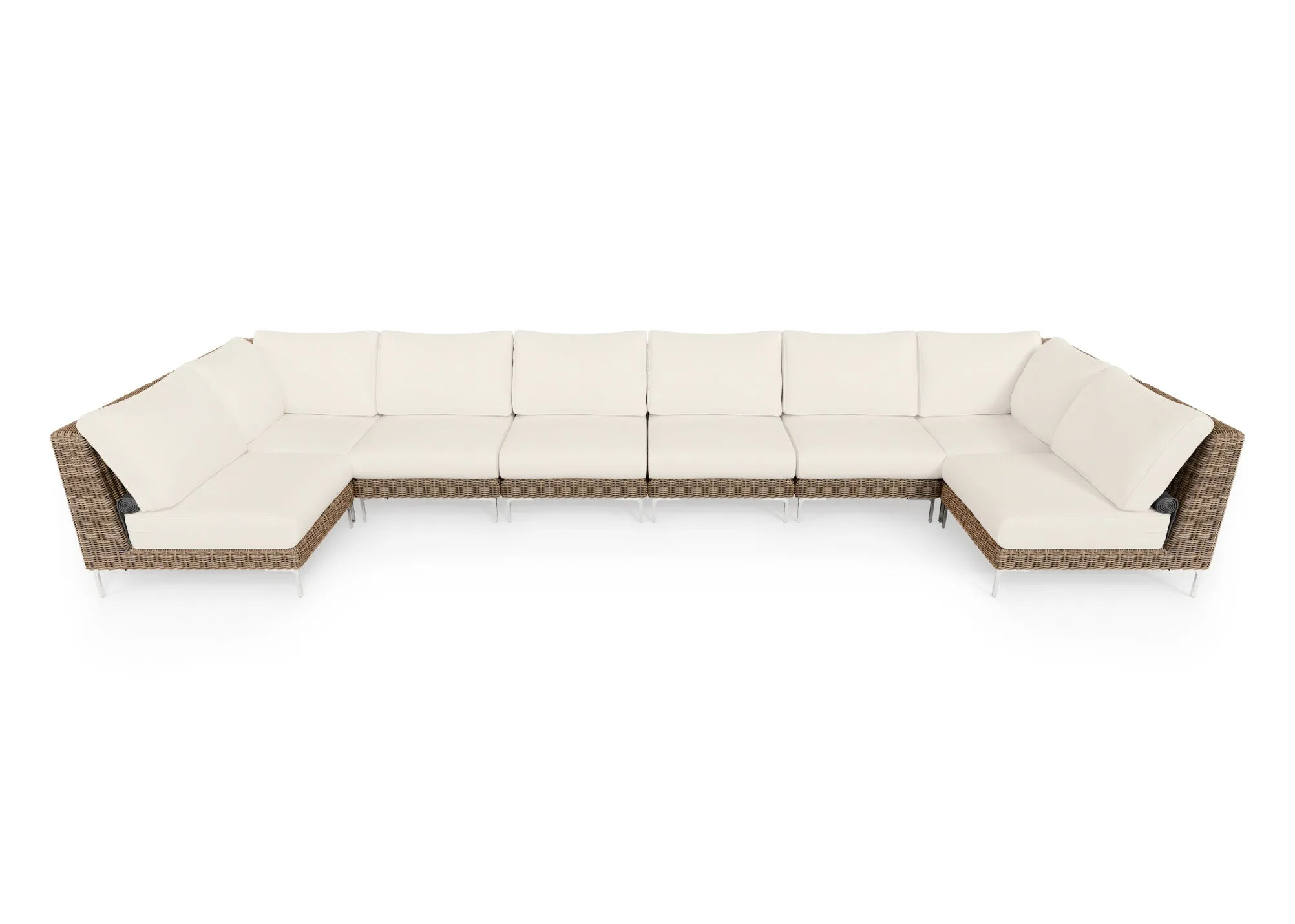 Brown Wicker Outdoor U Sectional - 8 Seat