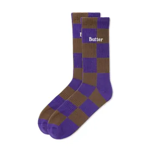 Butter Goods - Checkered Socks Brown/Indigo