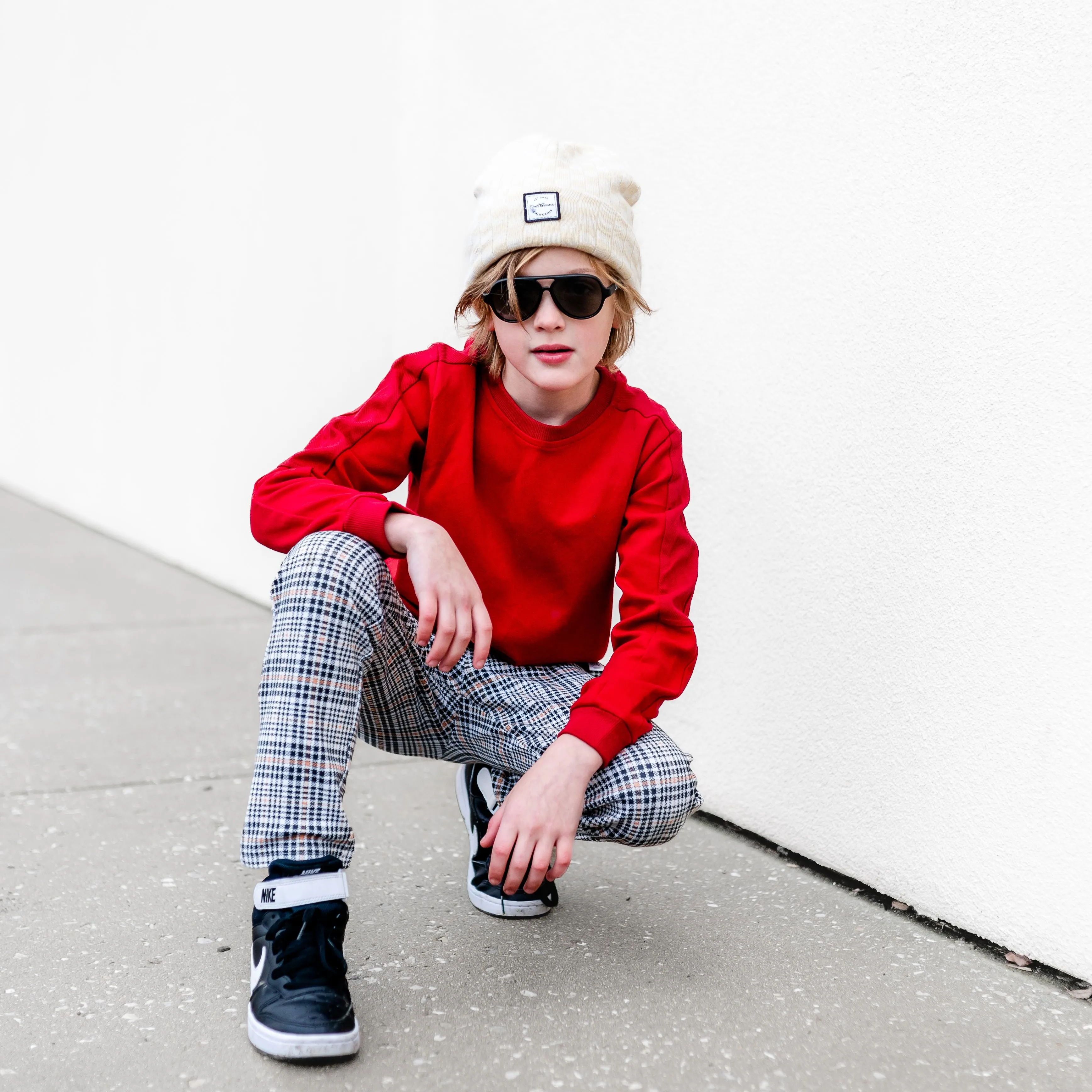 Cali Beanie Checkered- Cream & Beige