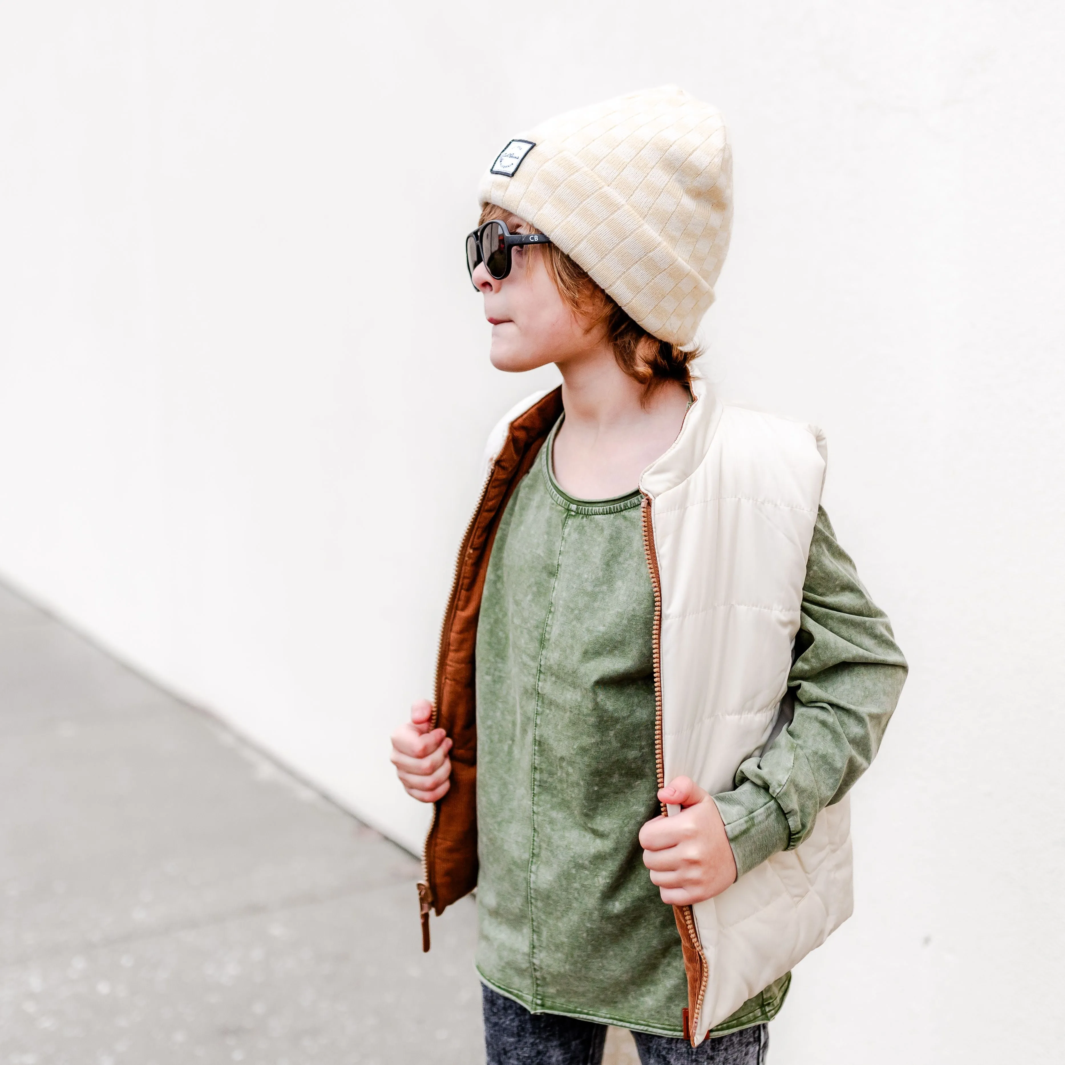 Cali Beanie Checkered- Cream & Beige