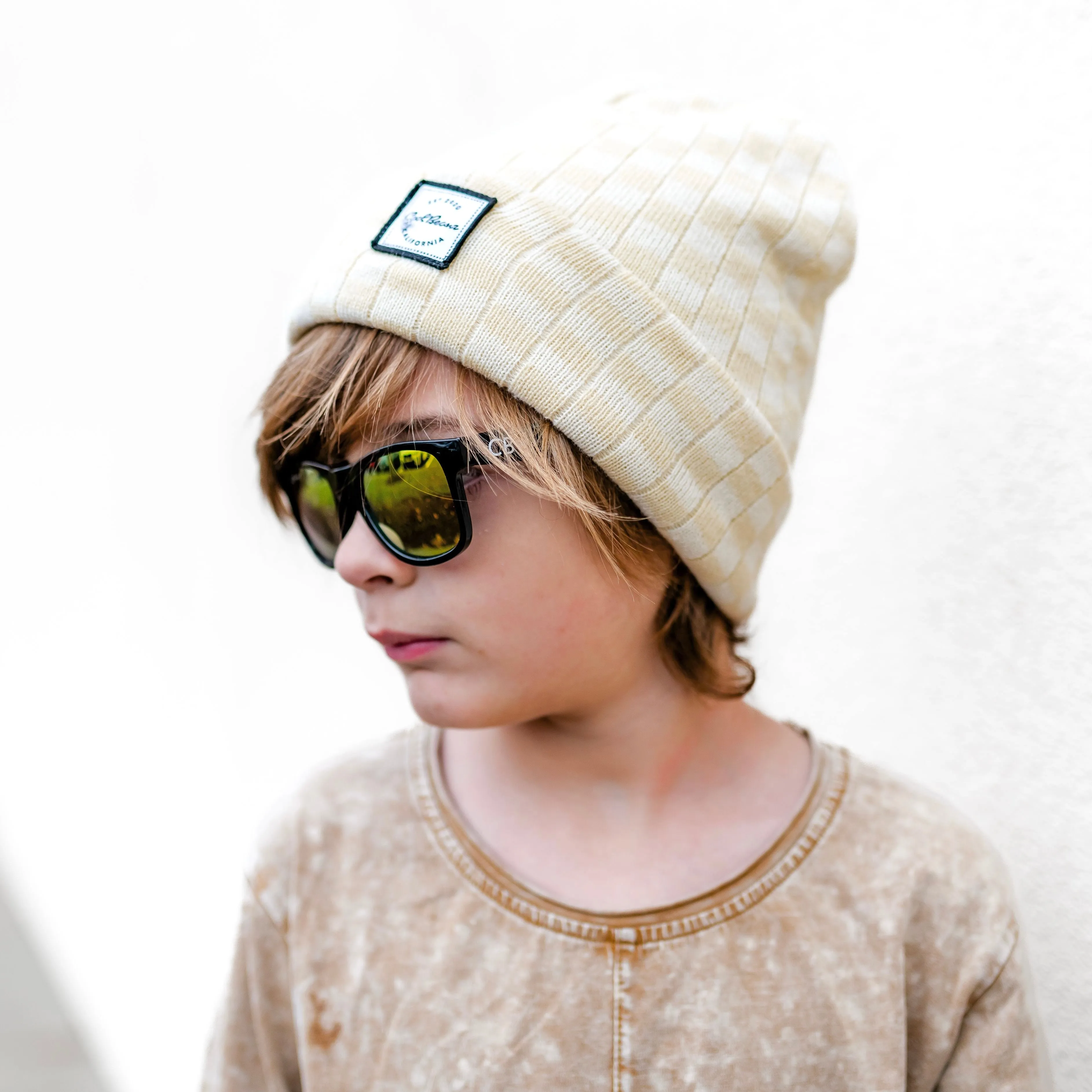 Cali Beanie Checkered- Cream & Beige