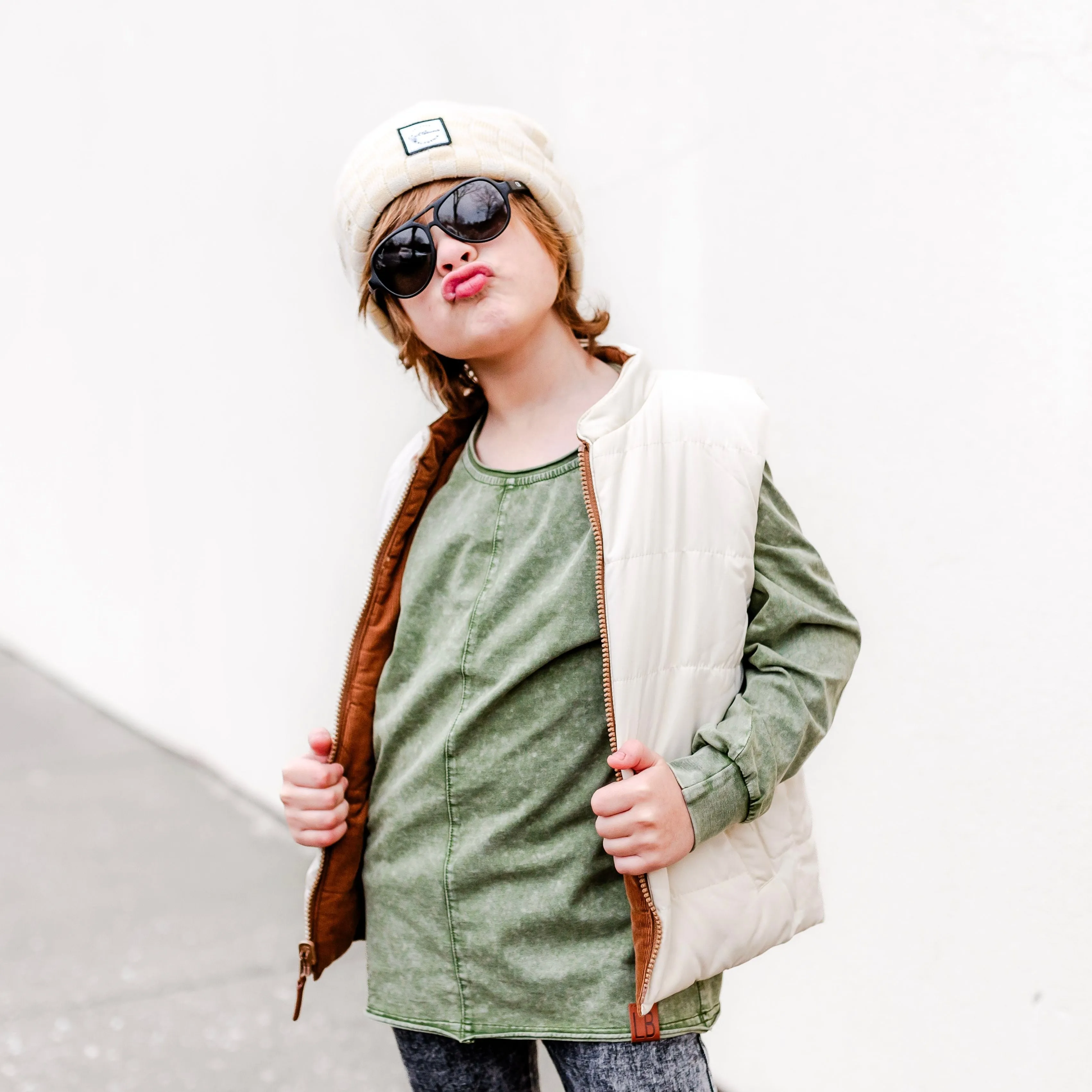 Cali Beanie Checkered- Cream & Beige
