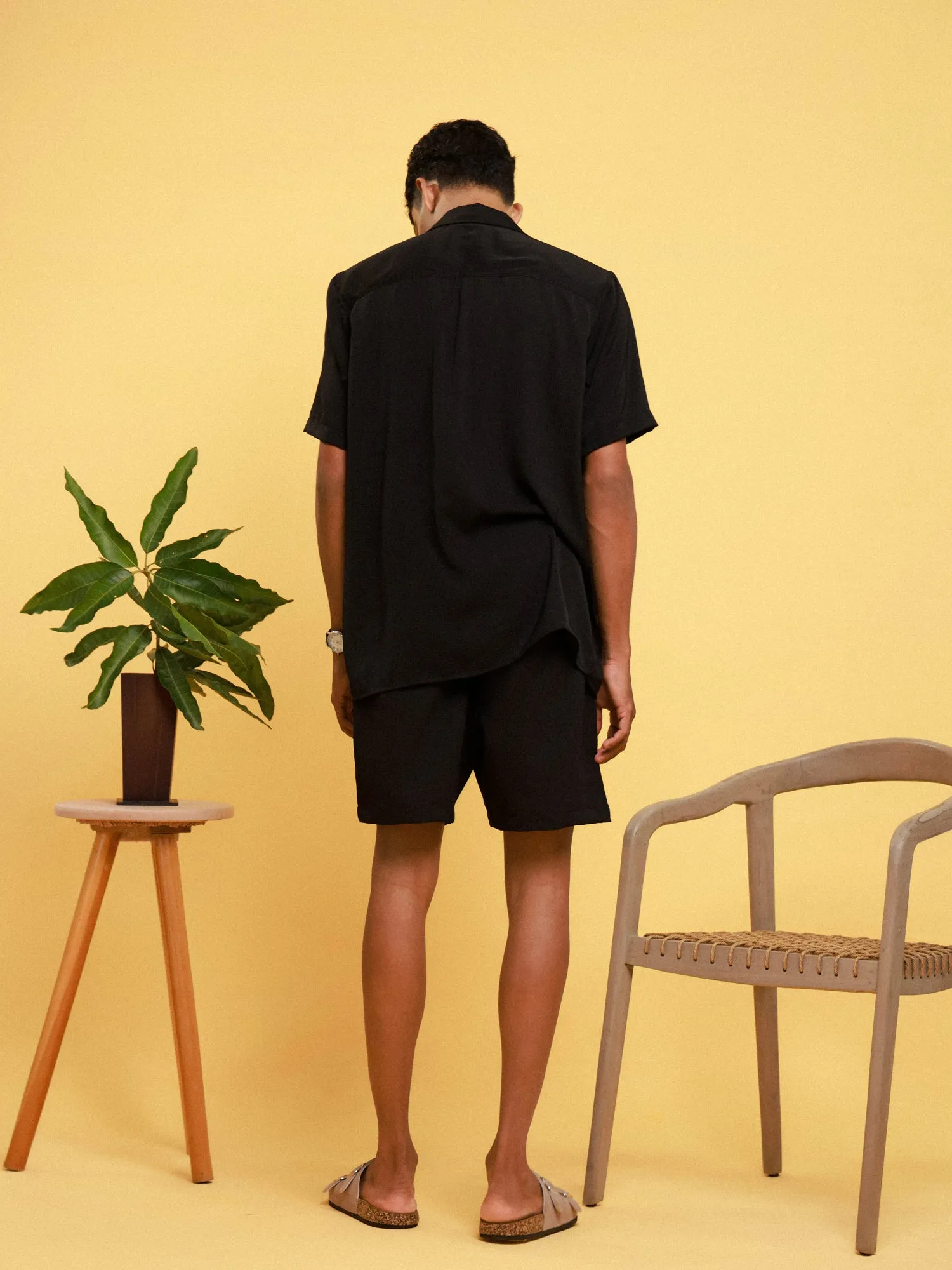 Camp Collar Detailed Polyester Shirt