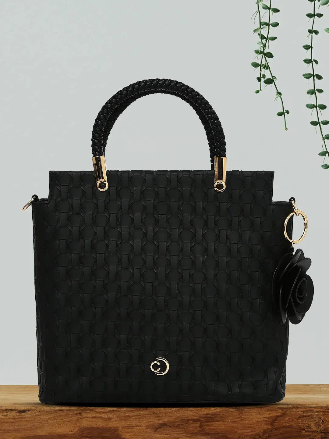 Caprese Rosa Small Black Tote Bag
