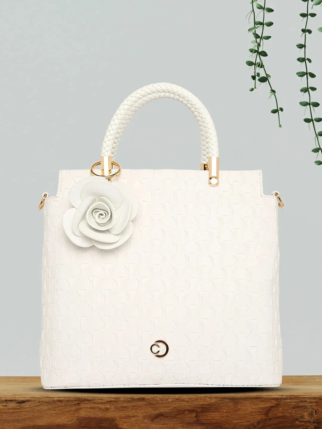 Caprese Rosa Small White Tote Bag