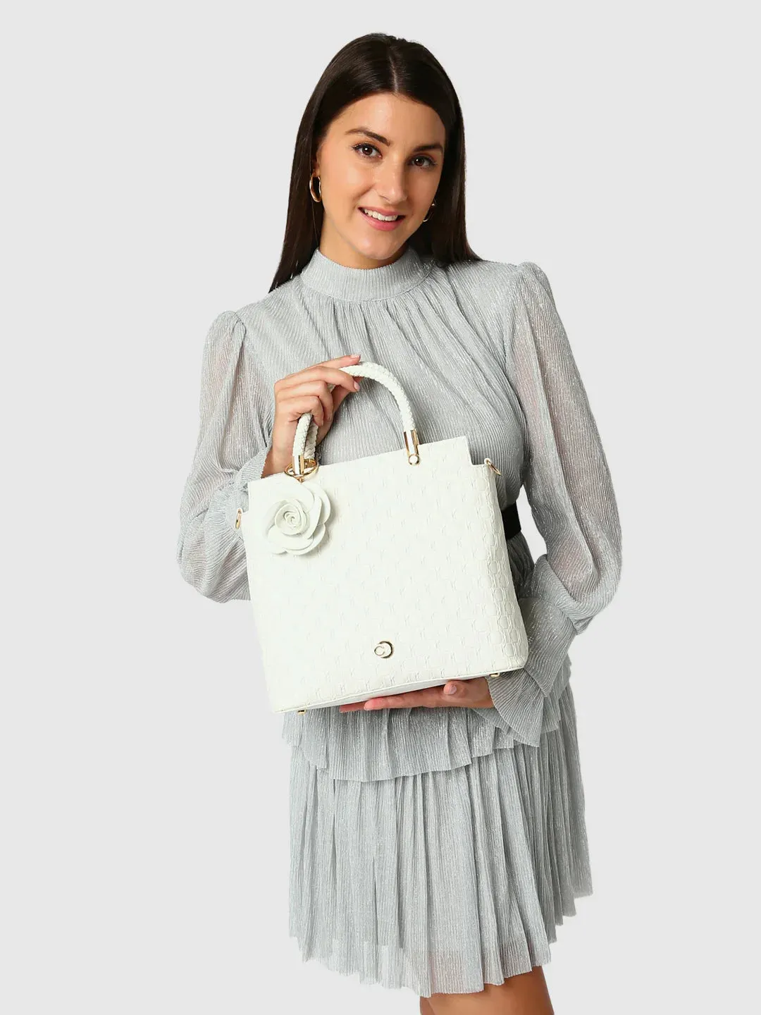 Caprese Rosa Small White Tote Bag