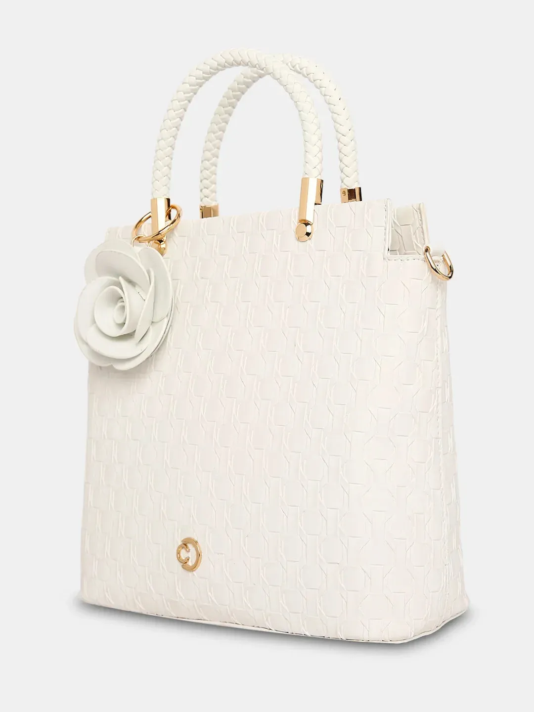 Caprese Rosa Small White Tote Bag