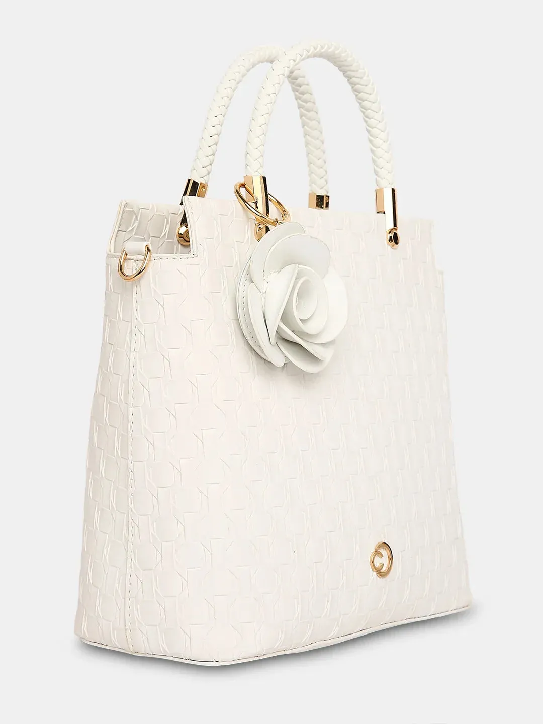 Caprese Rosa Small White Tote Bag