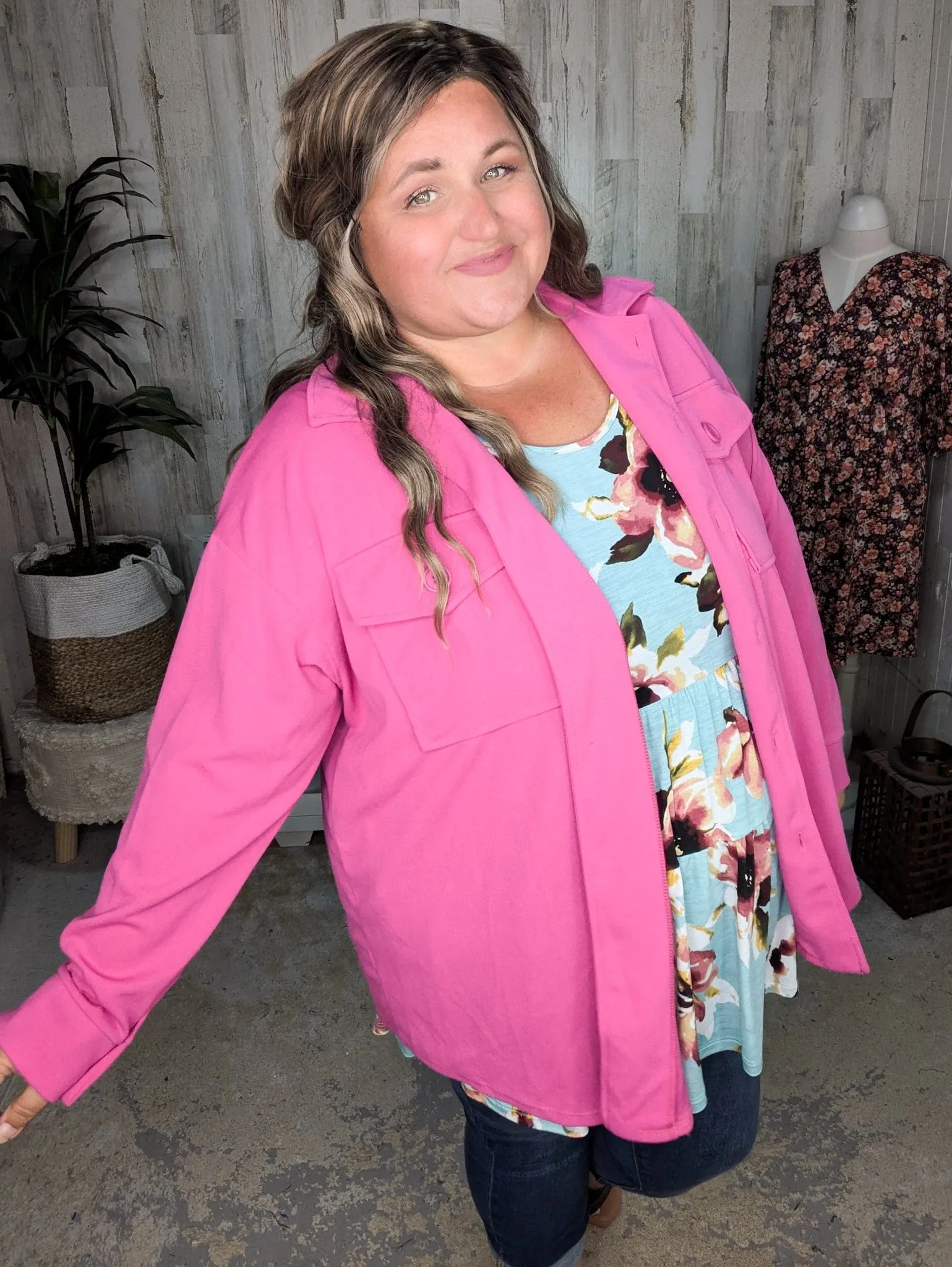 Carissa Dark Hot Pink Lightweight Shacket