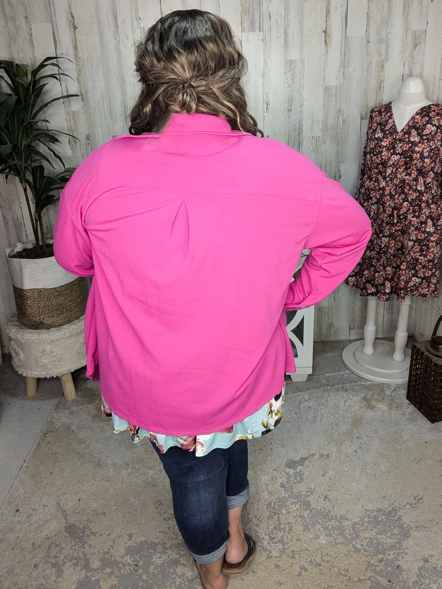 Carissa Dark Hot Pink Lightweight Shacket