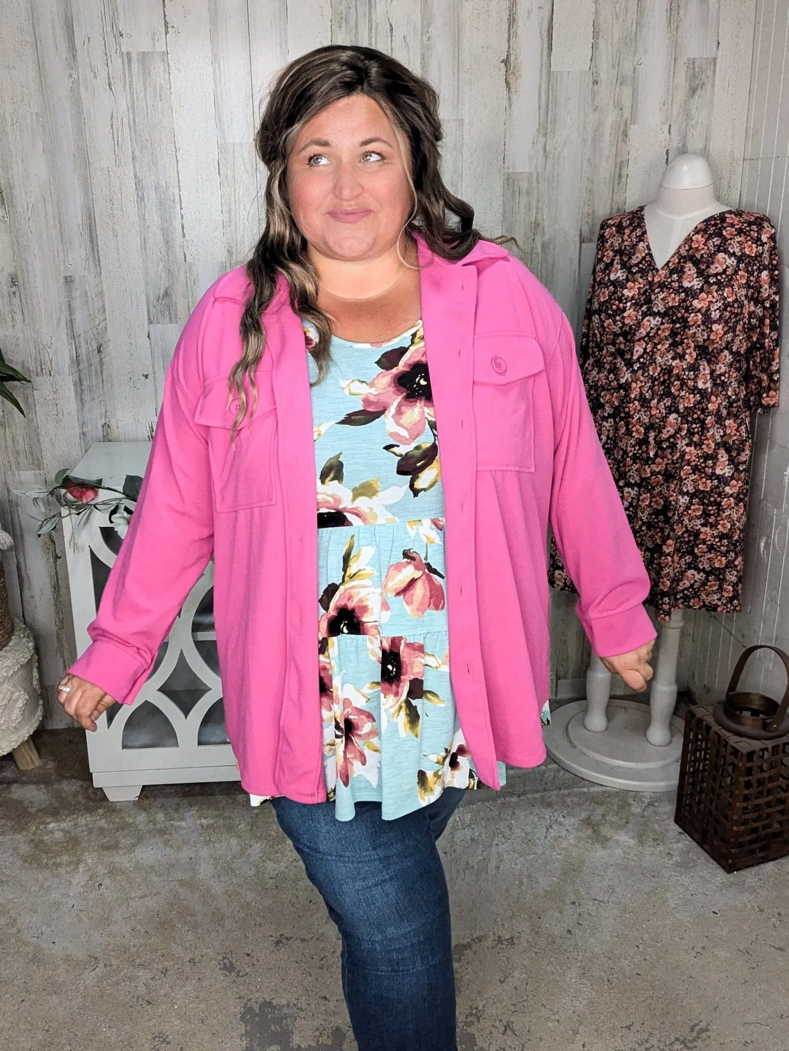 Carissa Dark Hot Pink Lightweight Shacket