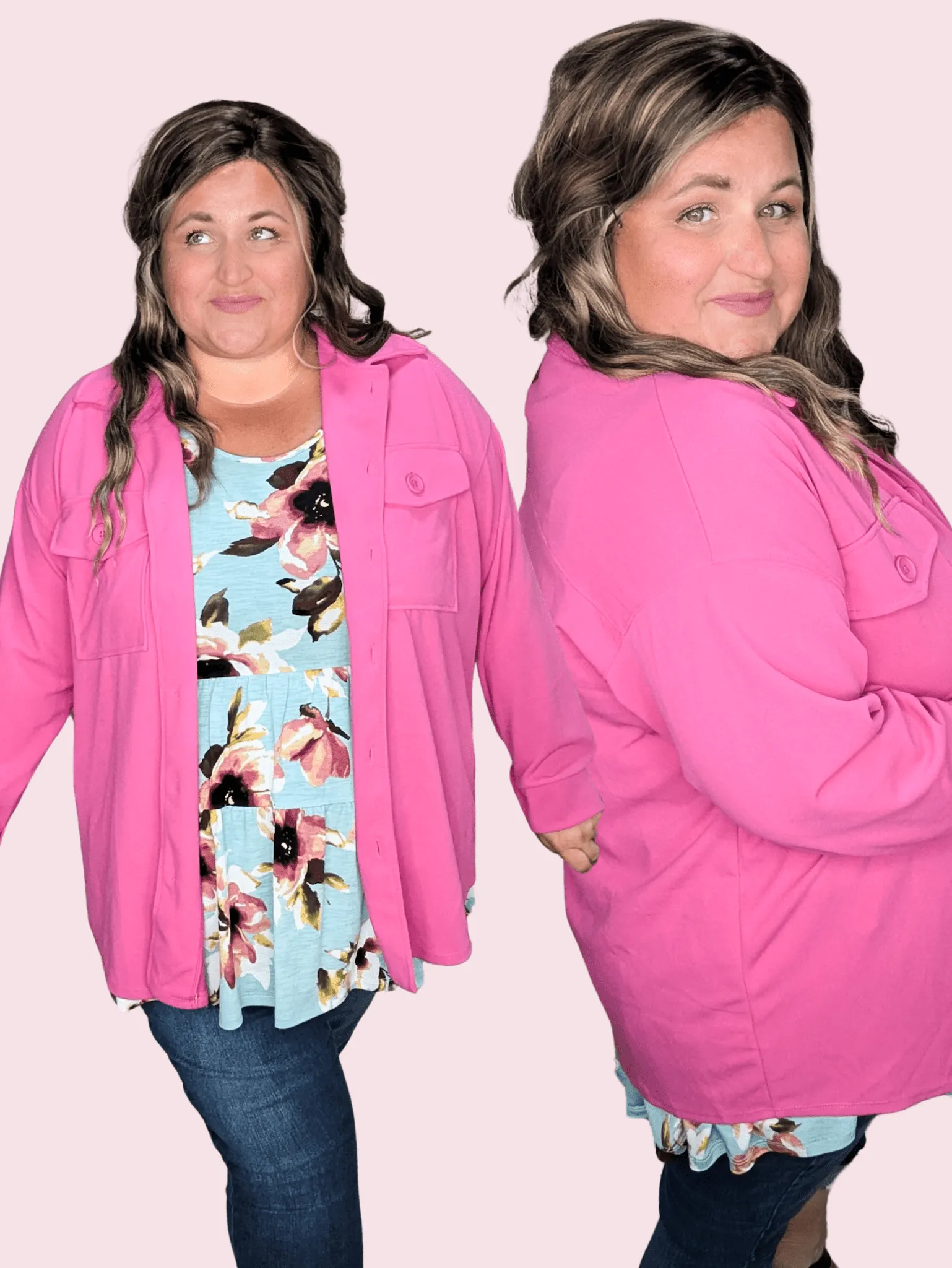 Carissa Dark Hot Pink Lightweight Shacket