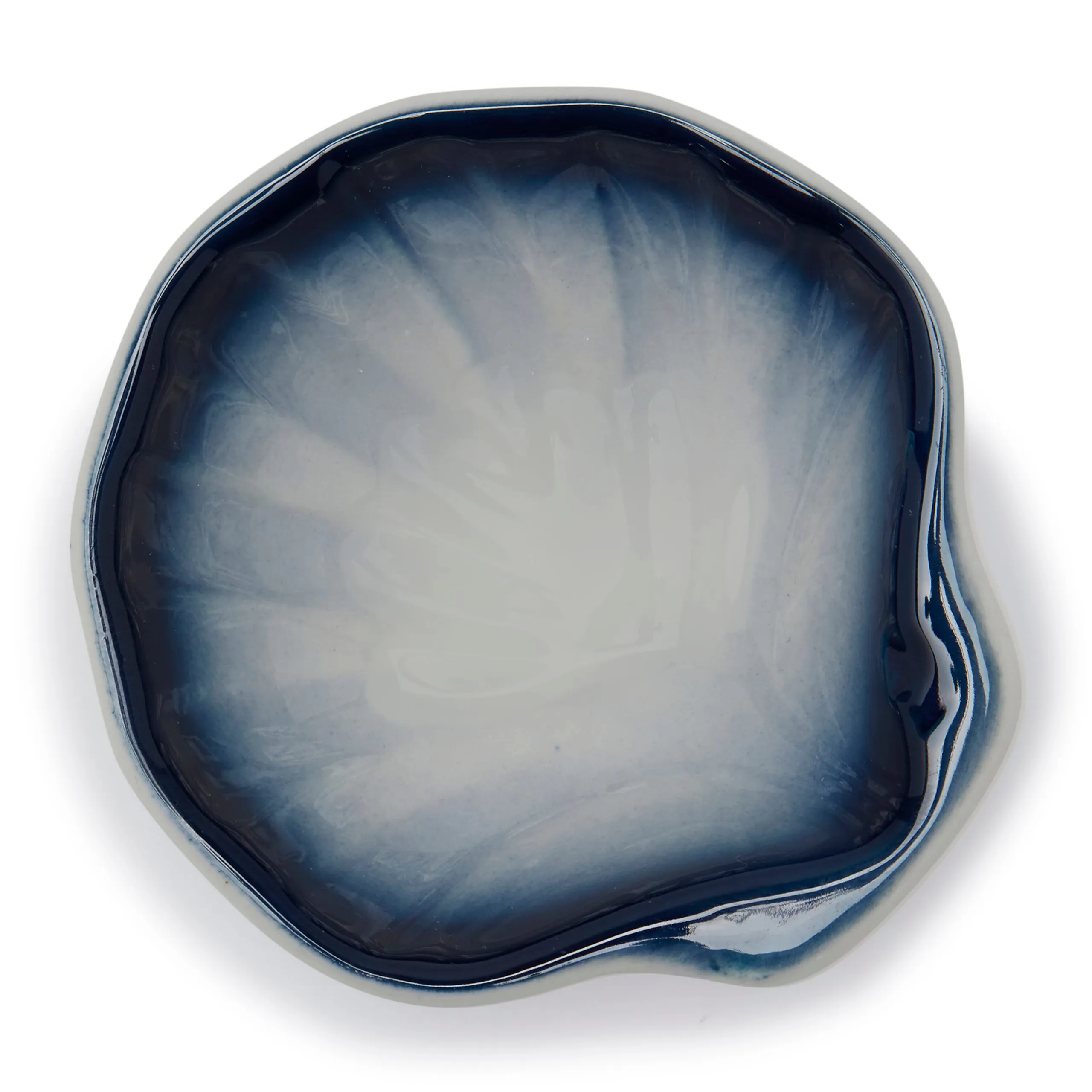 CASABLANCA REACTIVE GLAZED SNACK DISH (BLUE)