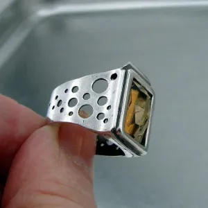 Champagne Ring size 6.5, 7  925 Sterling Silver Handmade Hadar Designers (H) SALE