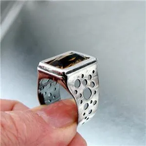 Champagne Ring size 6.5, 7  925 Sterling Silver Handmade Hadar Designers (H) SALE