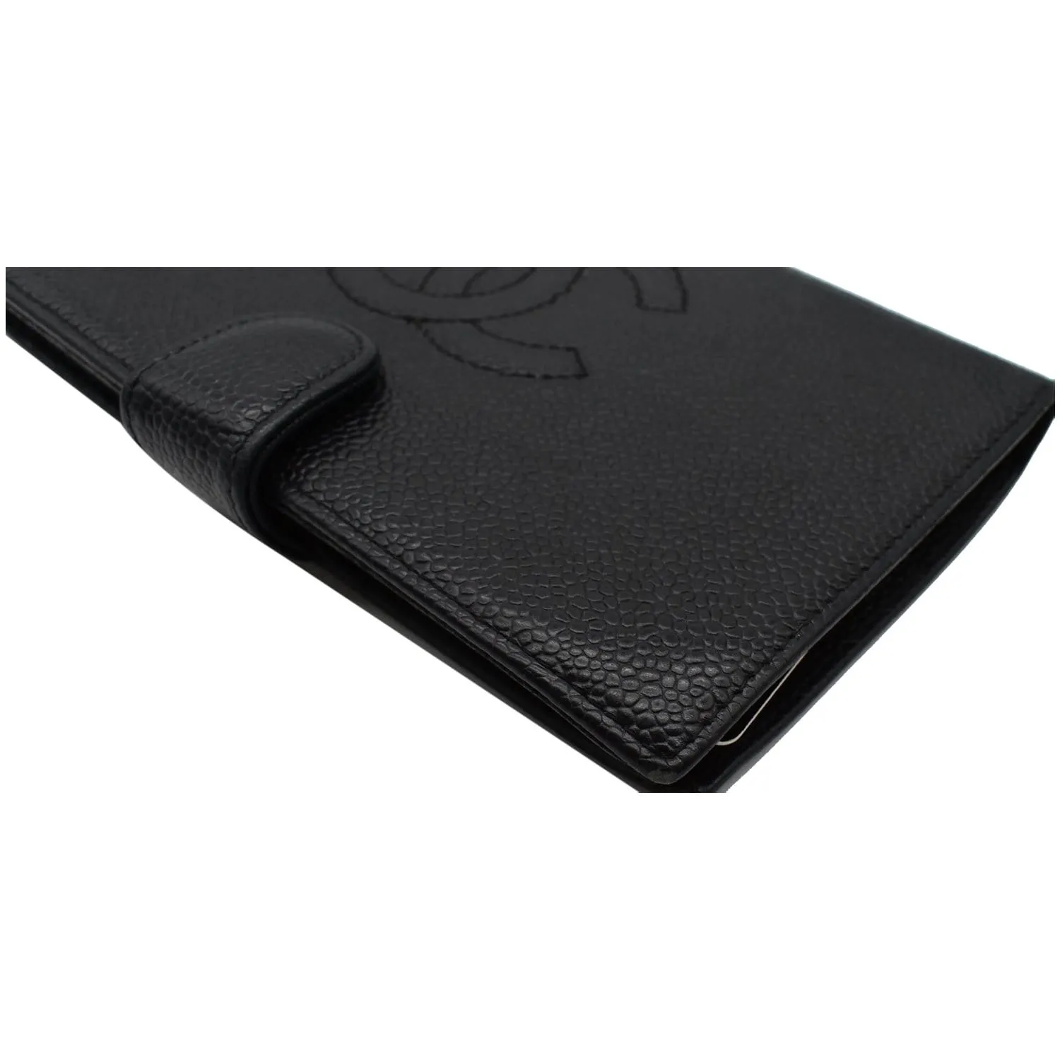 CHANEL Vintage CC Caviar Leather Bifold Wallet Black