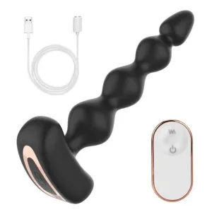 Chapelet anal silicone noir vibrant 18cm