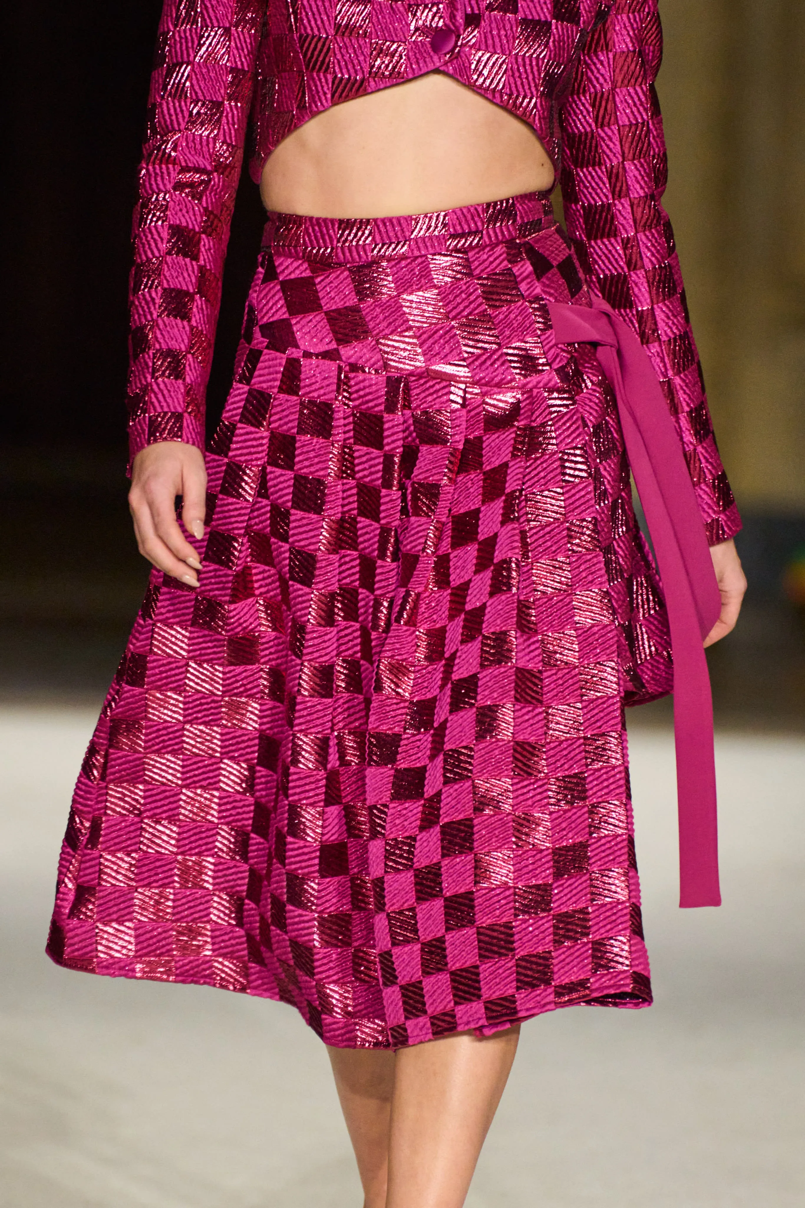 Checkered Asymmetric Wrap Skirt