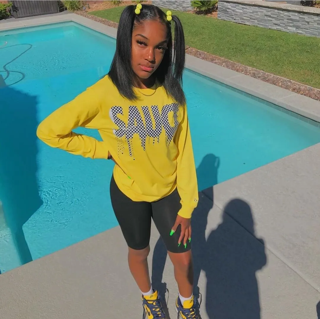 Checkered B&W Sauce | Island Yellow Long Sleeve Tee