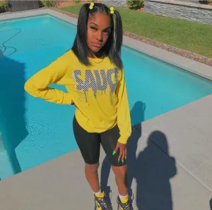 Checkered B&W Sauce | Island Yellow Long Sleeve Tee