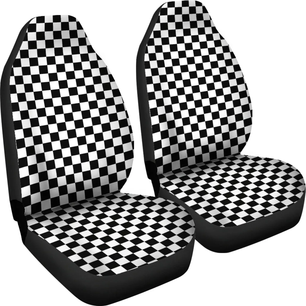Checkered Black White Car Seat Covers (set of 2)