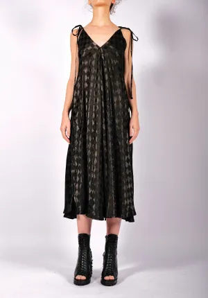 Checkered Midi Dress with Straps
