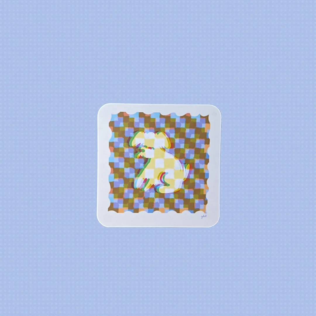 Checkered Pup Sticker