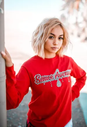 Checkered SA Drip | Red Long Sleeve Tee