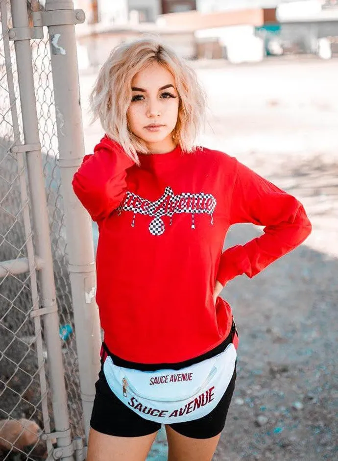 Checkered SA Drip | Red Long Sleeve Tee