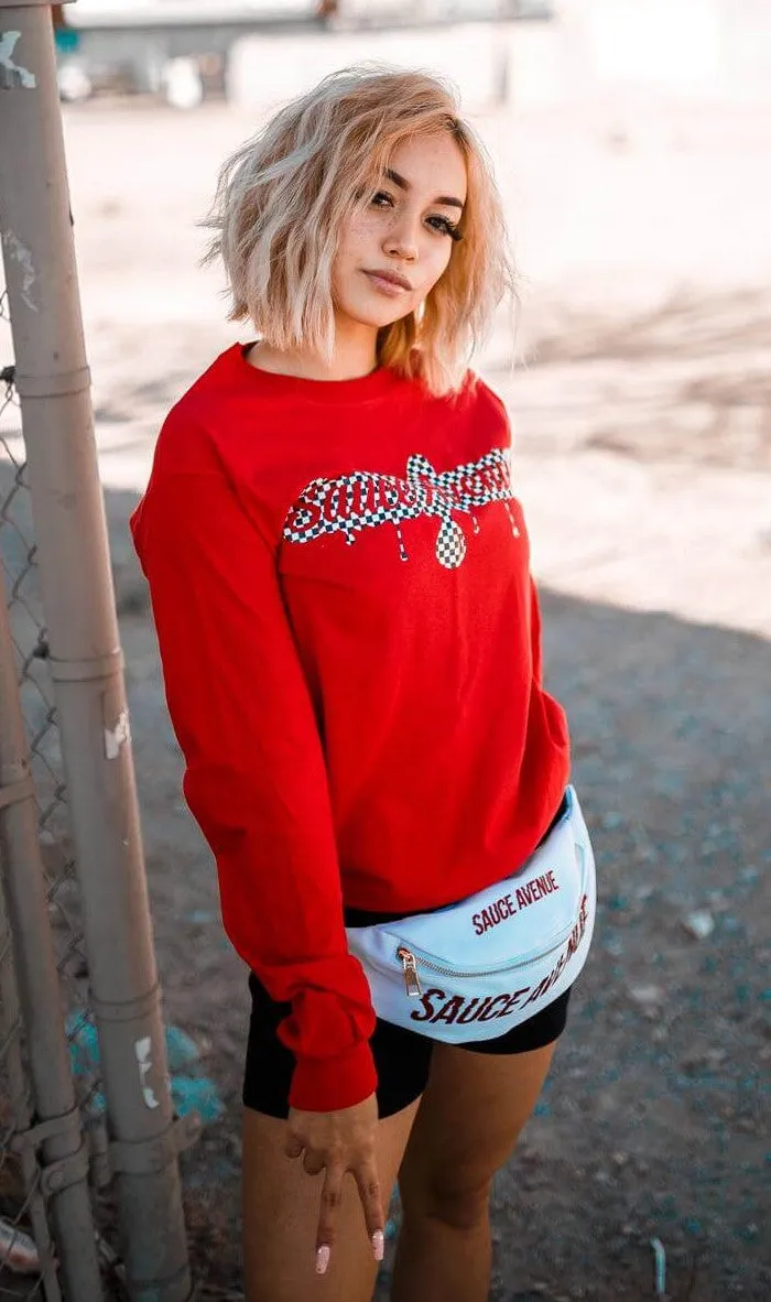 Checkered SA Drip | Red Long Sleeve Tee